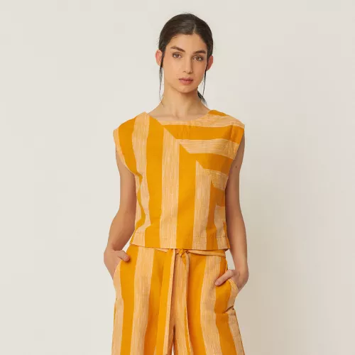 Top LESIA rayures oranges