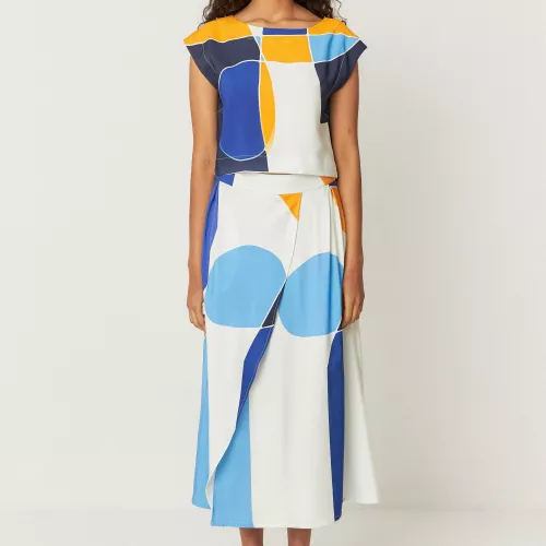 Jupe ARELI blanc, bleu et orange