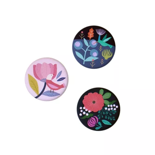 Lot de 3 aimants ronds motifs Eden