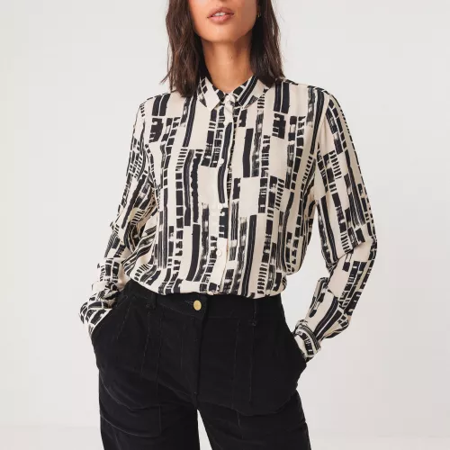 Chemise ASUNE motif Small Brush noir et crème