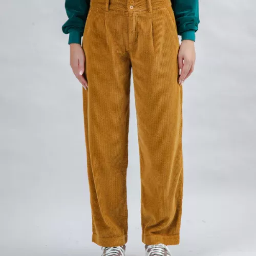 Pantalon à pinces en velours côtelé Camel