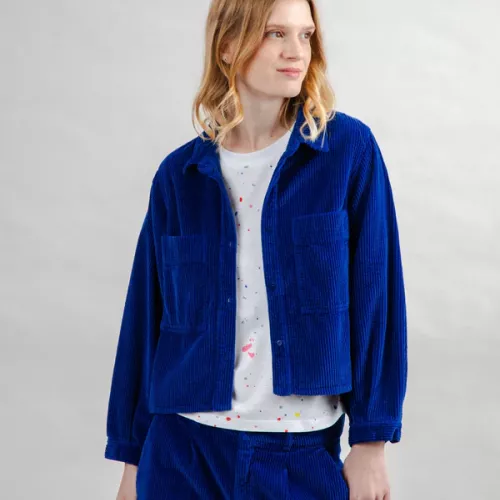 Chemise en velours côtelé BOXY Bleu