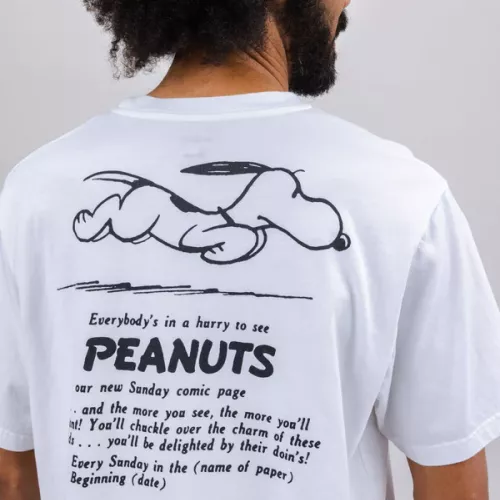 T-shirt PEANUTS Everybody's in a hurry blanc