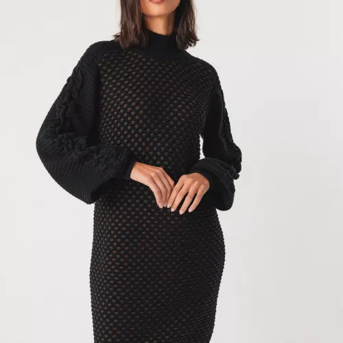 Robe pull KALIOPE noir et marron