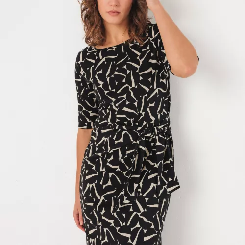 Robe ANI motif HALFANDHALF noir et blanc