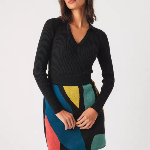 Jupe maille KARIA motif BASTERRETXEA multicolore