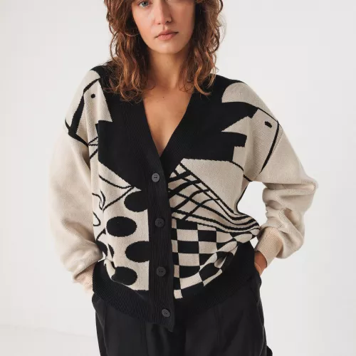 Gilet BATIRTZE motif noir et blanc