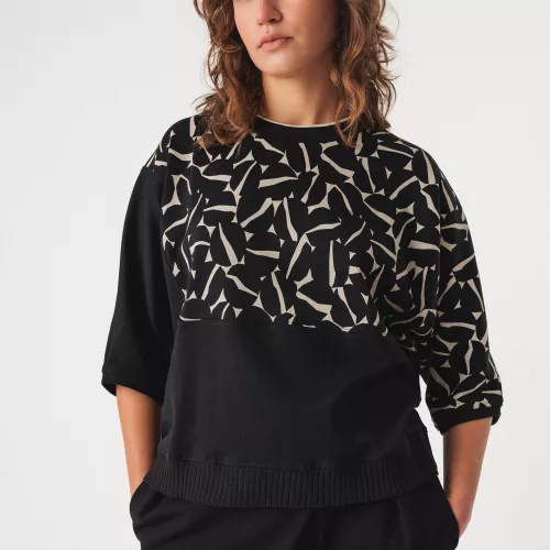Top NAHIERA motif HALFANDHALF noir