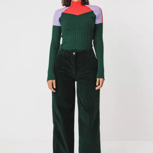 Pantalon LEARTZA velours vert foncé