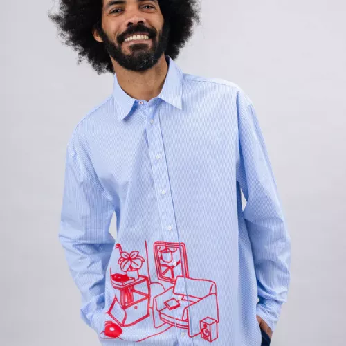 Chemise THE INDOOR SOCIETY bleu rayé