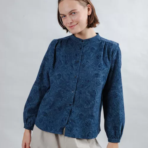 Chemise en velours fin NOODLES Bleu jean