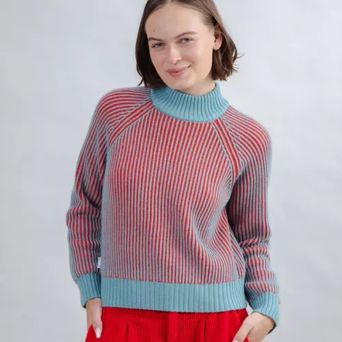 Pull court bicolore Bleu et rouge