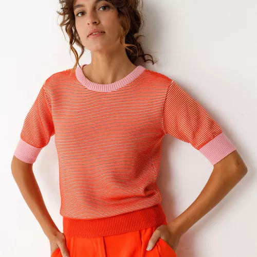 Pull MUIKE-GOTS rayé orange
