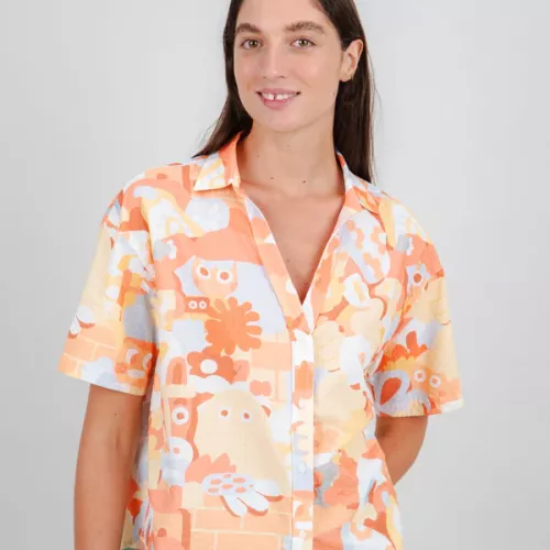 Chemise courte Geco's Friends motif orange