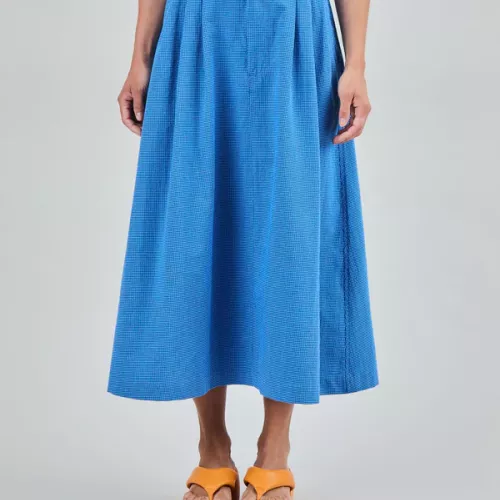 Jupe midi CHECKS bleue