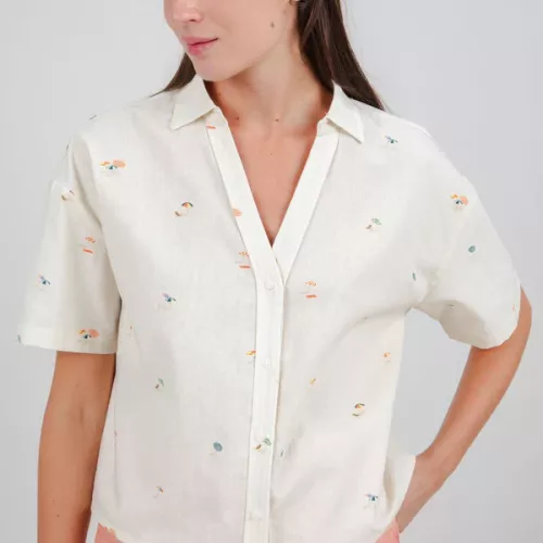 Chemise courte BEACH PLEASE écrue