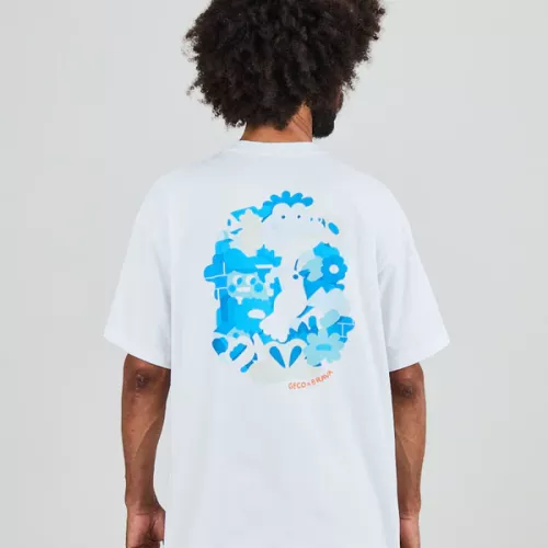 T-shirt oversize GECO FRIENDS blanc motif dos bleu