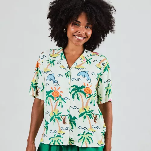 Chemise Aloha TROPICAL PIXEL écrue