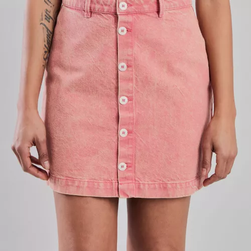 Jupe courte denim délavé rose
