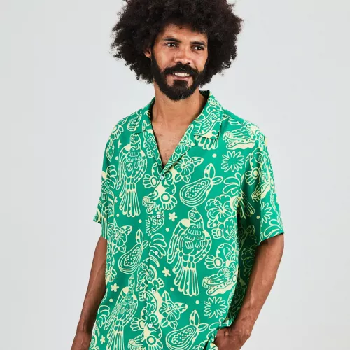 Chemise Homme Aloha ASIS PERCALES CROCODYLUS verte