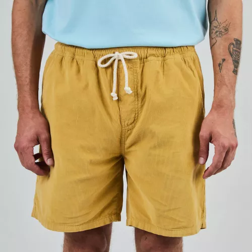 Short Homme en velours milleraies fin moutarde