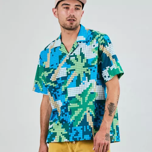 Chemise Homme Aloha TROPICAL PIXEL CAMO palmiers