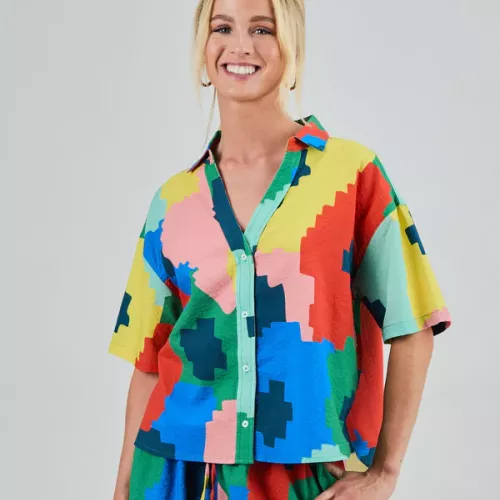 Chemise courte MAXI FLOWERS multicolore