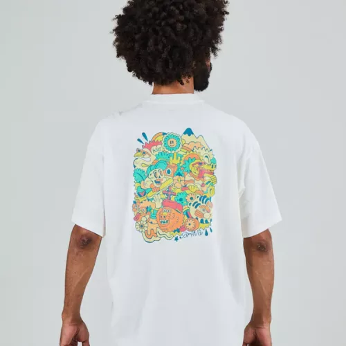 T-shirt oversize ASIS PERCALES PARTY ANIMAL blanc