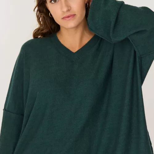 Pull KAIETA laine mérinos vert foncé